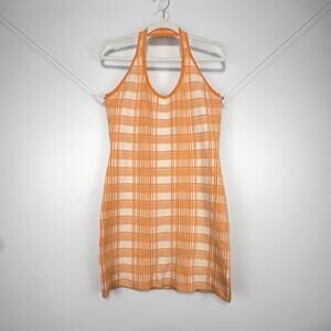 Rue 21 Halter Dress Size XL Knit Bodycon Plaid Rave Festival